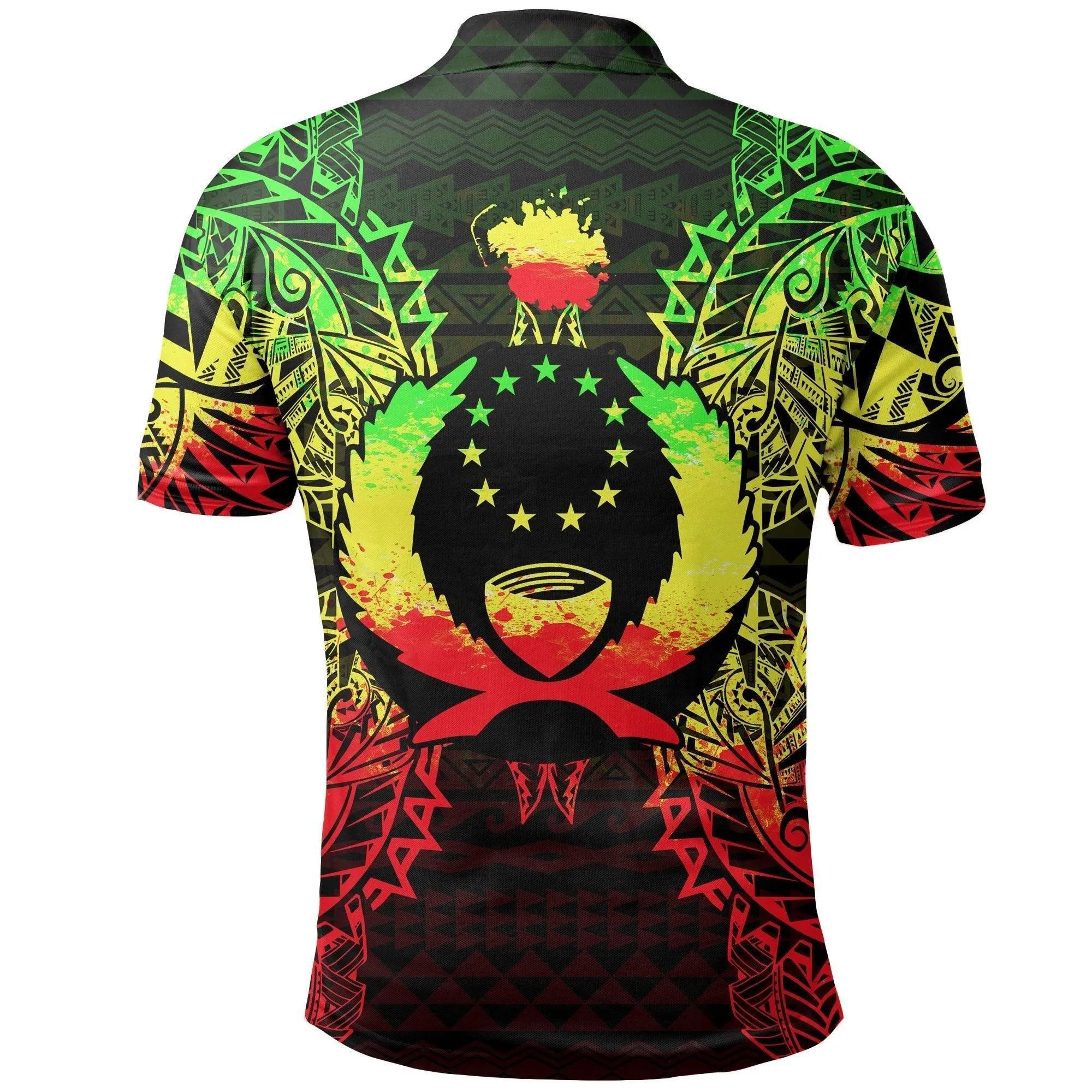 Pohnpei Polo Shirt - Pohnpei Flag Map Polynesian Tattoo Reggae