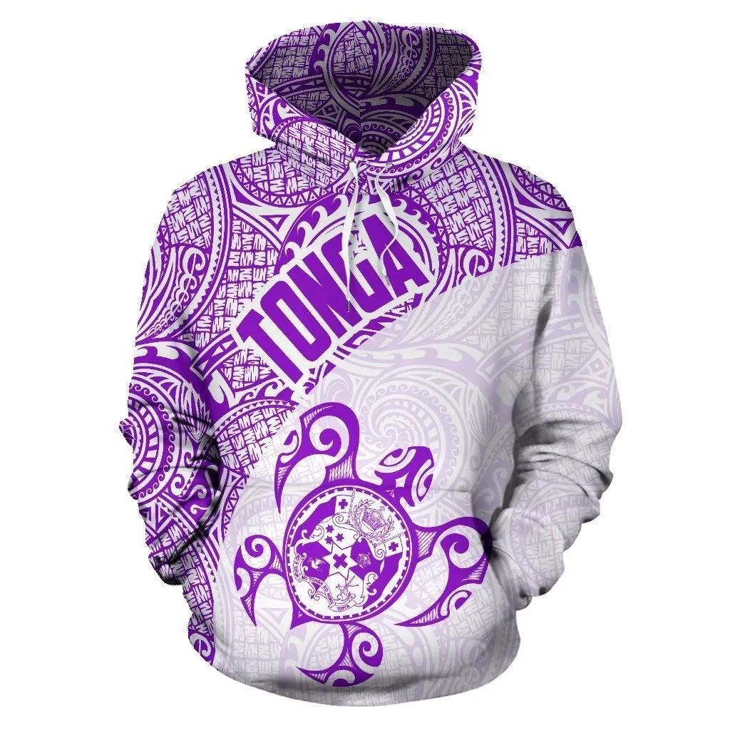 Tonga Hoodie - Tonga Coat of Arms In Turtle Polynesian Tattoo 100