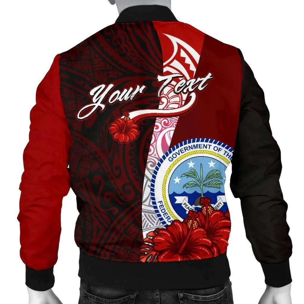 Federated States Of Micronesia Mens Bomber Jacket - Coat Of Arm With Hibiscus