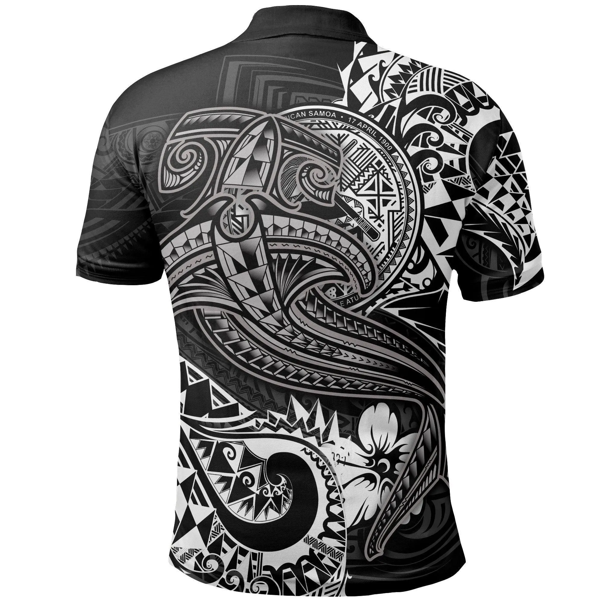 American Samoa Polo Shirt - White Shark Polynesian Tattoo