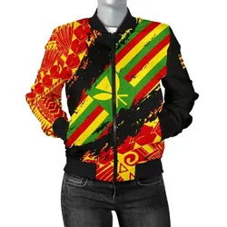 FamilyGater Jacket - Kanaka Flag Polynesian Women's Bomber Jacket - Nora Style - AH J9