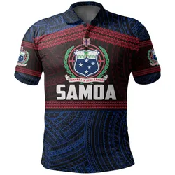 Samoa Rugby Polynesian Patterns Polo Shirt Blue