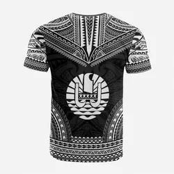 Tahiti Custom Personalised T shirt - Tahiti Flag Polynesian Chief Tattoo Black Version