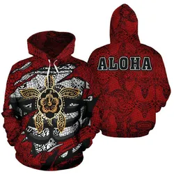 Aloha Turtle Hibiscus Polynesian Hoodie Bt01