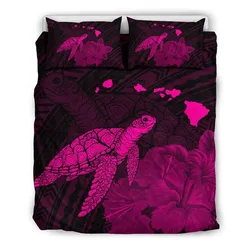 Hawaii Polynesian Hibiscus Turtle Map Bedding Set - AH - Pink - J5
