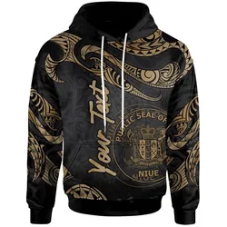 Niue Polynesian Custom Personalised Hoodie - Poly Tattoo Gold Version