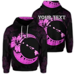 (Personalised) Hawaiian Map Hibiscus Turtle Polynesian Moon Hoodie Pink