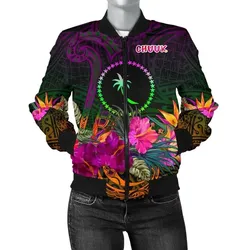Chuuk Women's Bomber Jacket - Summer Hibiscus - BN15