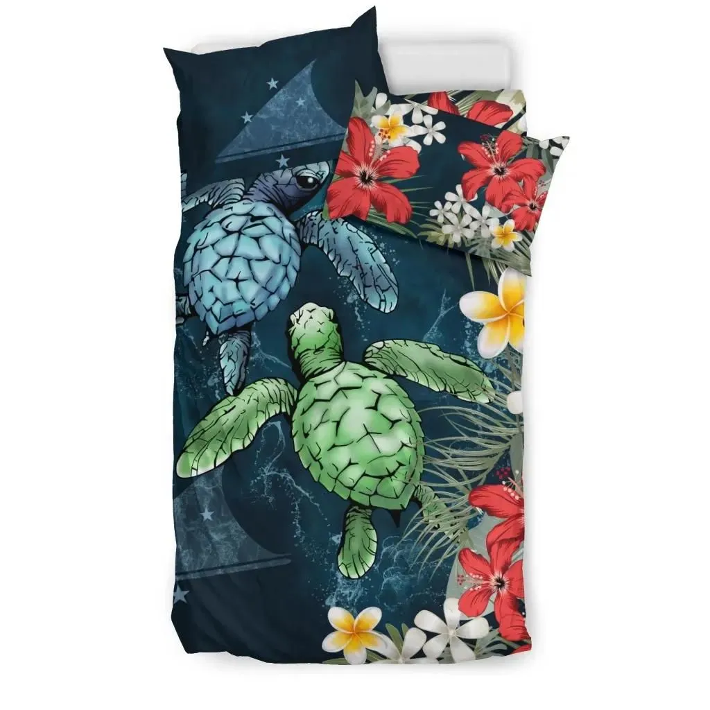 Tokelau Bedding Set - Sea Turtle Tropical Hibiscus And Plumeria A24