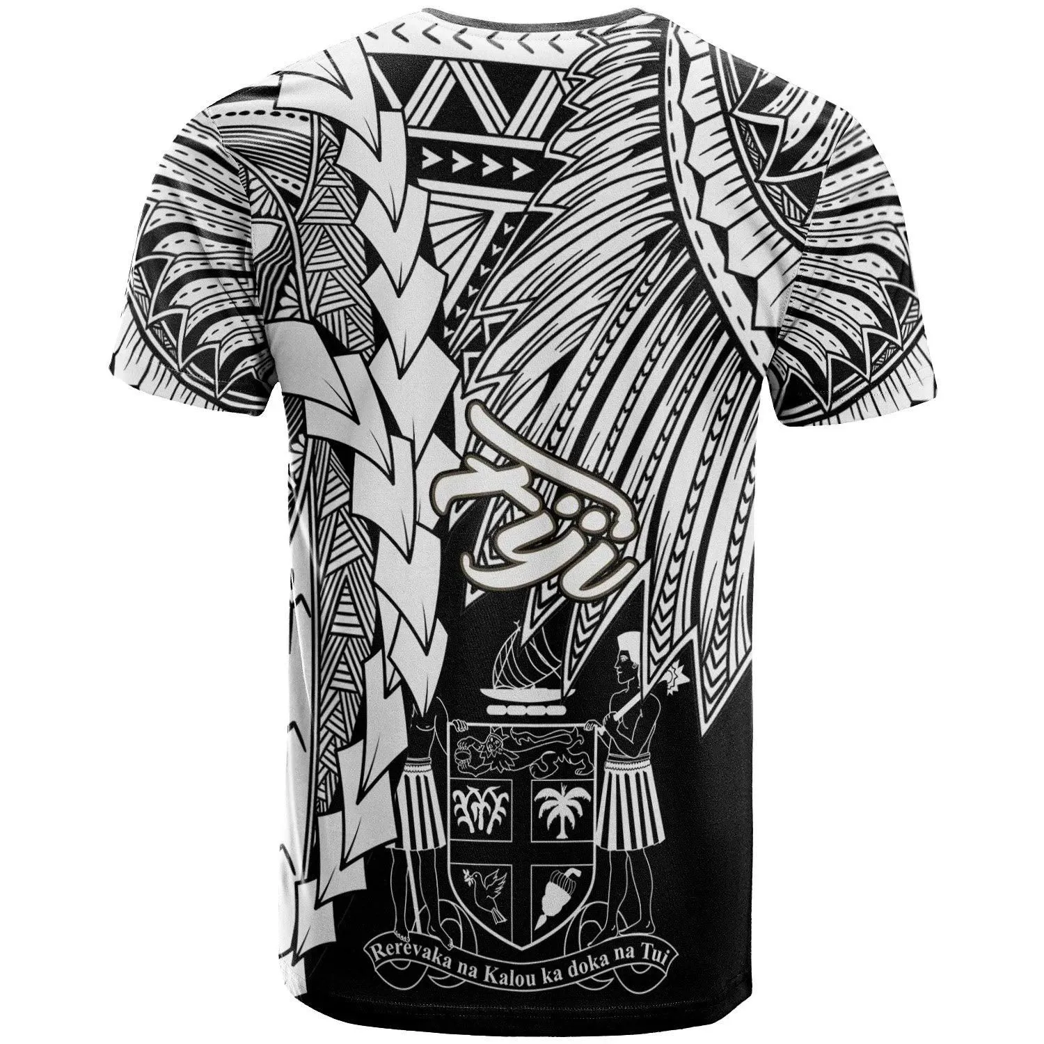 Alohawaii T-Shirt - Tee Fiji Polynesian Custom Personalised - Tribal Wave Tattoo White - BN12