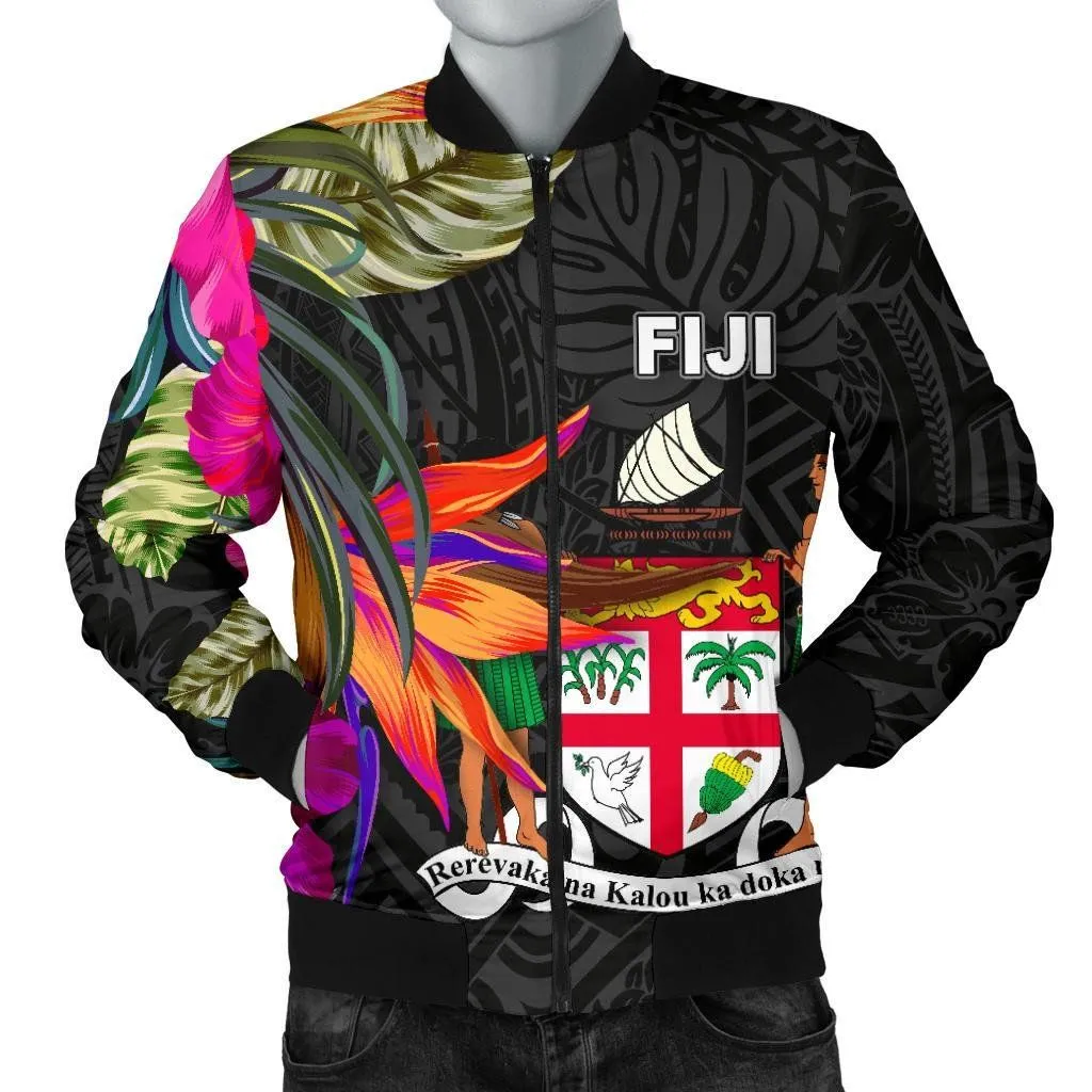 FamilyGaterJacket - Bomber Jacket Fiji - Polynesian Hibiscus Pattern - BN39