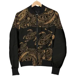 Hawaii Polynesian Men's Bomber Jacket - Gold Sea Turtle - BN12
