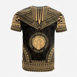 Northern Mariana Island Custom Personalised T shirt - Northern Mariana Island Seal Polynesian Chief Tattoo Gold Version