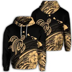 Hawaiian Turtle Polynesian Map Plumeria Hoodie