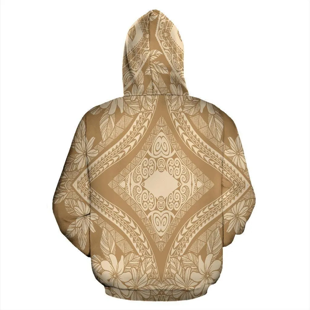 Alohawaii Hoodie - Polynesian Plumeria Mix Gold Pullover - AH - JR
