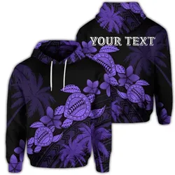 Alohawaii Hoodie - (Personalised) Hawaii Turtle Plumeria Coconut Tree Polynesian Hoodie - Purple - AH - J4R