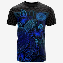 American Samoa American Samoa Turtle Hibiscus Blue Unisex 3D T-Shirt All Over Print HNALN
