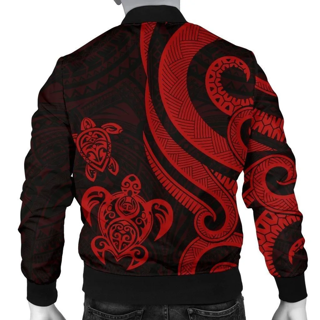 Marshall Islands Mens Bomber Jacket - Tentacle Turtle Red