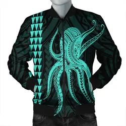 Alohawaii Jacket - Hawaii Octopus KaKau Polynesian Bomber Jacket - Turquoise - AH - J4R