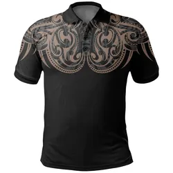 Polynesian Polo Shirt - Polynesian Tattoo Style - Black