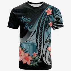 Tokelau Personalised Custom T shirt - Turquoise Polynesian Hibiscus Pattern Style