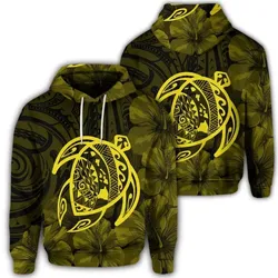 Alohawaii Hoodie - Hawaiian Map Turtle Kanaka Hibiscus Polynesian Hoodie - Yellow - AH - J4R