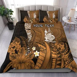 (Custom Personalised) New Caledonia Bedding Set Nautilus Gold Polynesian Hibiscus LT13