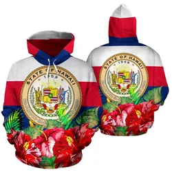 Polynesian Hawaii Hoodie Flag Hibiscus - BN39