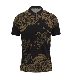 Hawaii Polynesian Gold Sea Turtle Tattoo Cultural Polo Shirt All Over Print
