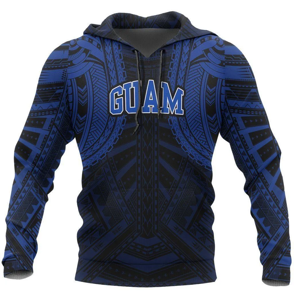 Blue Guam Polynesian Tattoo Pullover Unisex Hoodie Bt13