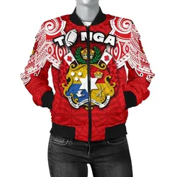 (Custom Personalised) Tonga Rugby Womens Bomber Jacket Royal Style
