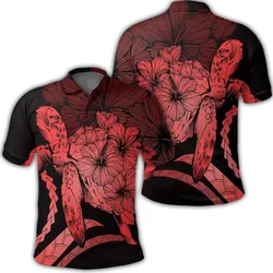 Hawaiian - Hawaii Turtle Hibiscus Polynesian Vintage Polo Shirt - Red