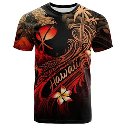 Hawaii Polynesian T Shirt - Plumeria Flowers And Waves