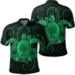 Alohawaii Shirt - Hawaii Turtle Hibiscus Polynesian Polo Shirt - Full Style - Green - AH - J4R