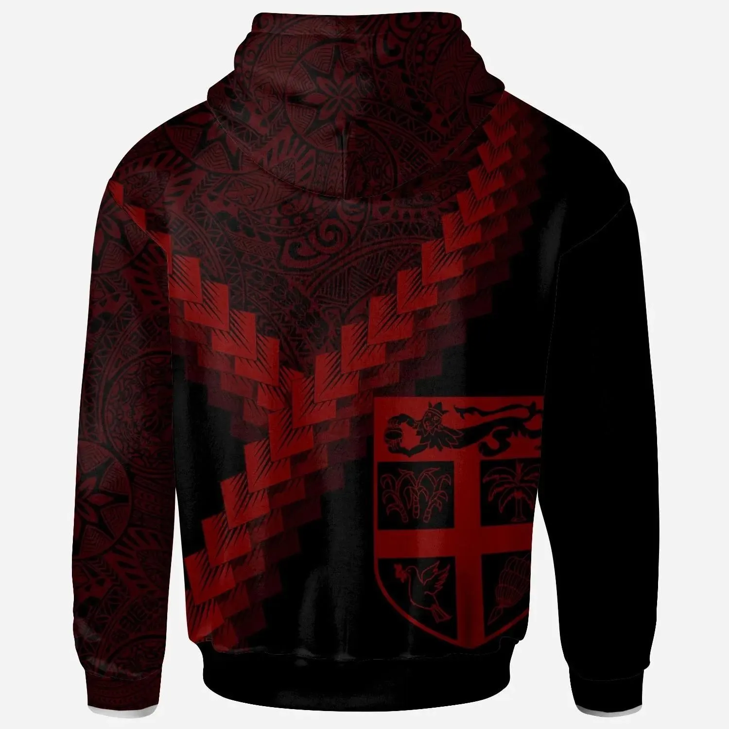 Alohawaii Clothing - Hoodie Fiji - Fiji Coat Of Arms With Polynesian Tattoo Red - BN22