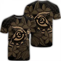 Hawaiian Turtle Hibiscus Plumeria Kanaka Polynesian T-Shirt Gold - Soft Style - AH