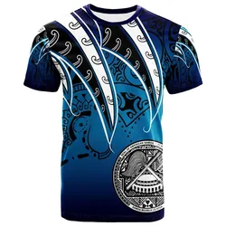 American Samoa T Shirt - Tropical Leaf Blue Gradient Style