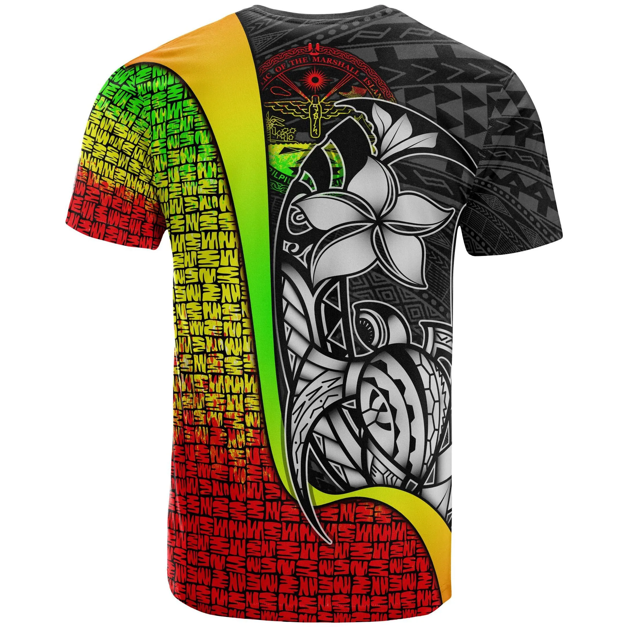 Alohawaii T-Shirt - Tee Marshall Islands Polynesian Reggae Coat of Arm - Turtle with Hook - BN11