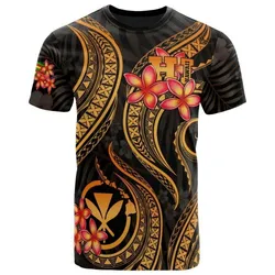 Polynesian Hawaii T shirt - Gold Plumeria