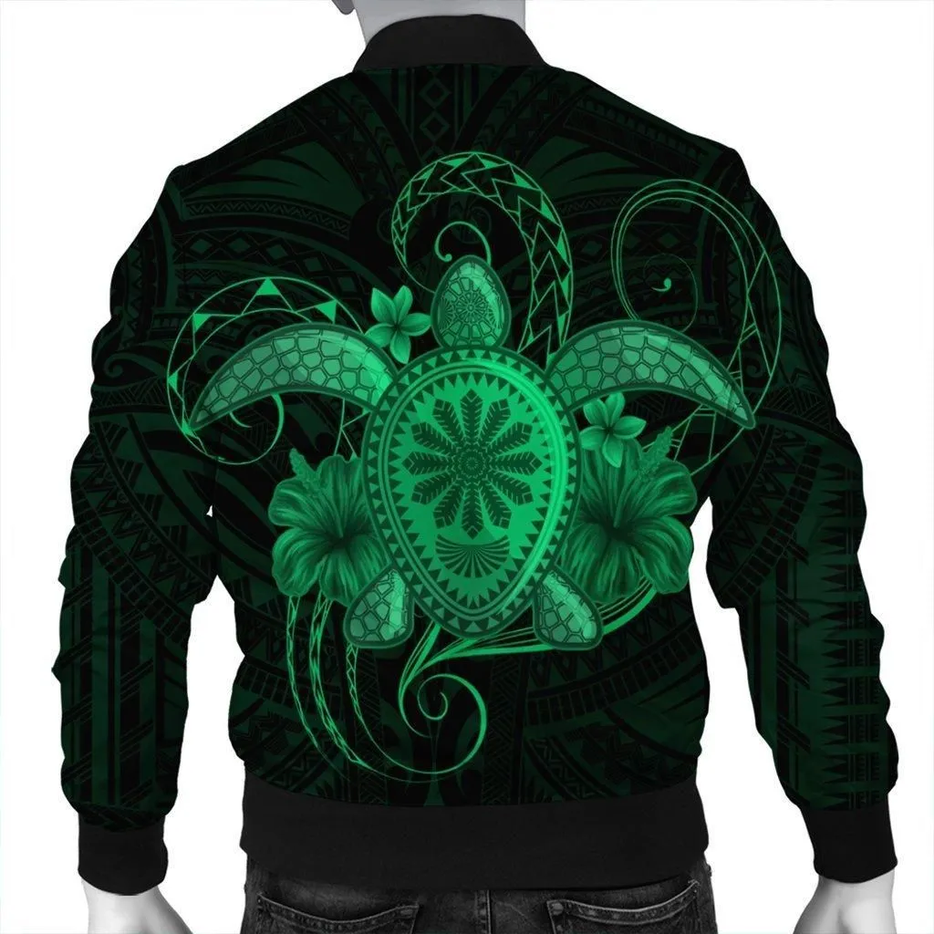 Hawaii Turtle Hibiscus Polynesian Bomber Jacket - Full Style - Green