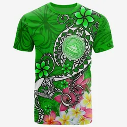 American Samoa Polynesian T Shirts - Turtle Plumeria (Green)