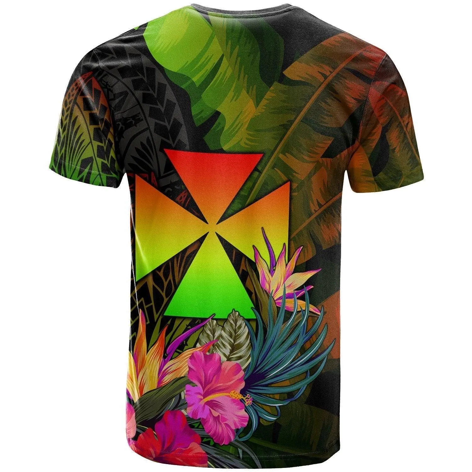Wallis and Futuna Polynesian Personalised T shirt - Hibiscus and Banana Leaves