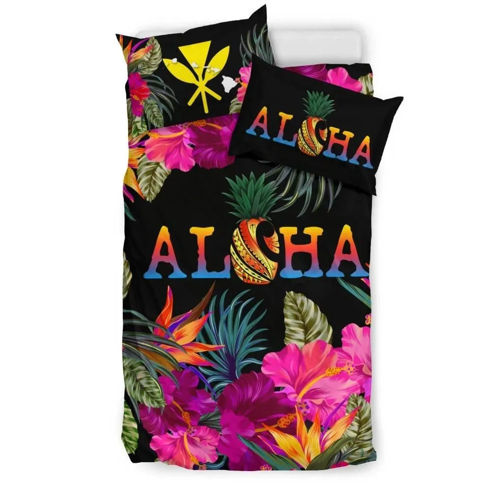 FamilyGater Bedding Set - Cover and Pillow Cases Kanaka Maoli (Hawaiian) - Tropical Flower Hibiscus A24