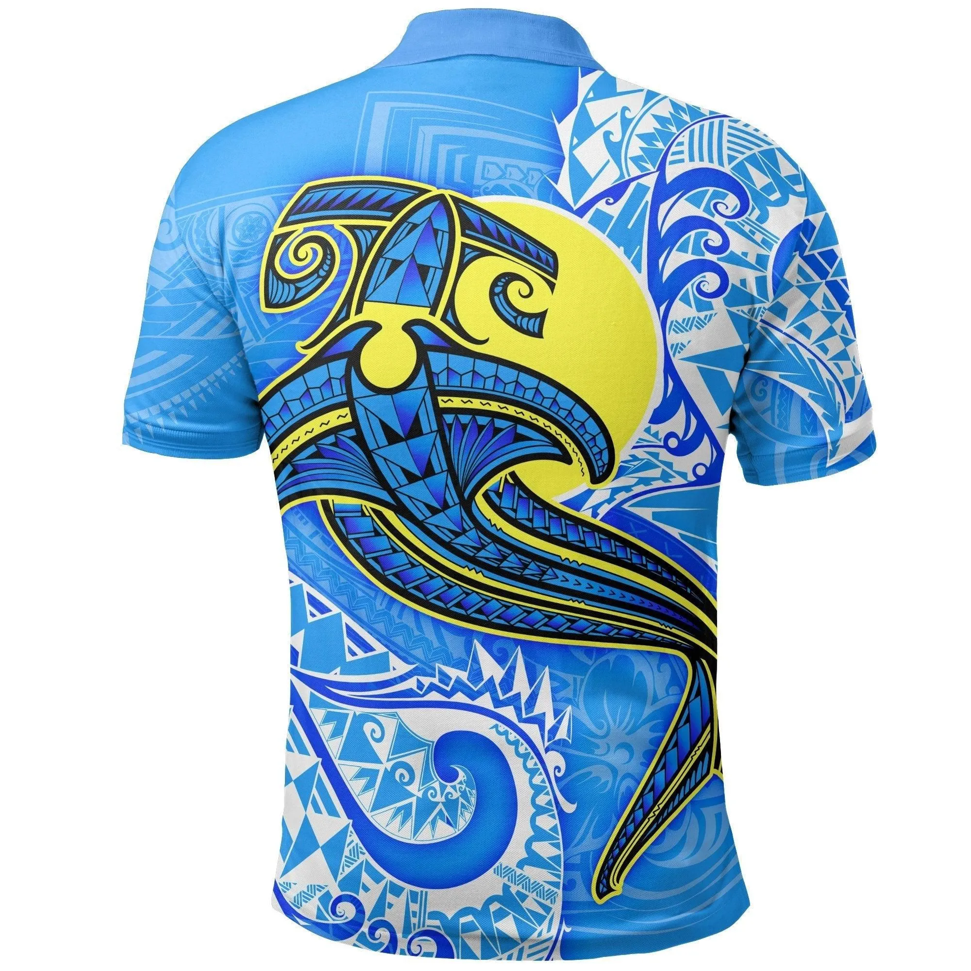 Palau Polynesian Polo Shirt - Palau Flag with Polynesian Tattoo