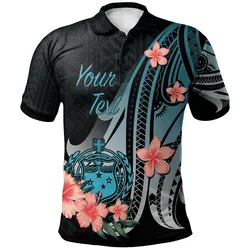 Samoa Personalised Custom Polo Shirt - Turquoise Polynesian Hibiscus Pattern Style