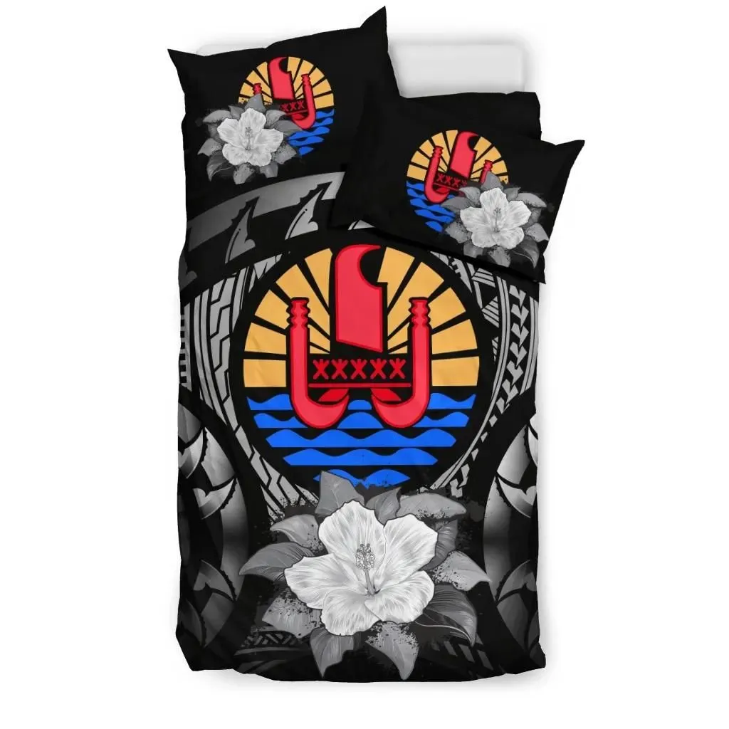 Tahiti Gray Hibiscus Bedding Set A02