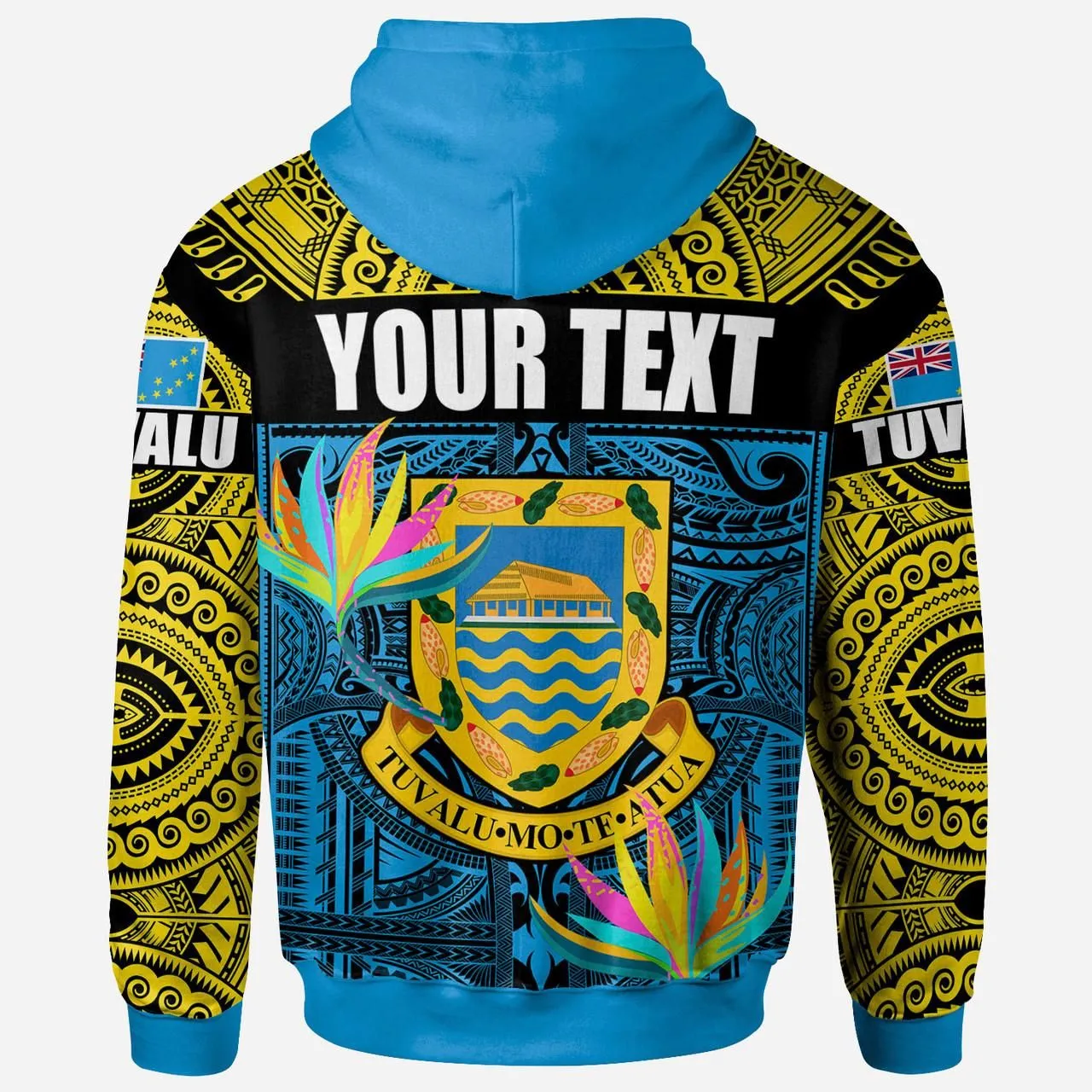 Tuvalu Motto Polynesian Hoodie - Custom Tuvalu Coat Of Arms With Tropical Themed Backgrounds Hoodie