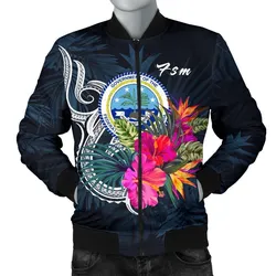 Federated States of Micronesia Mens Bomber Jacket - Tropical Flower