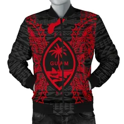 Guam Polynesian Mens Bomber Jacket Map Red
