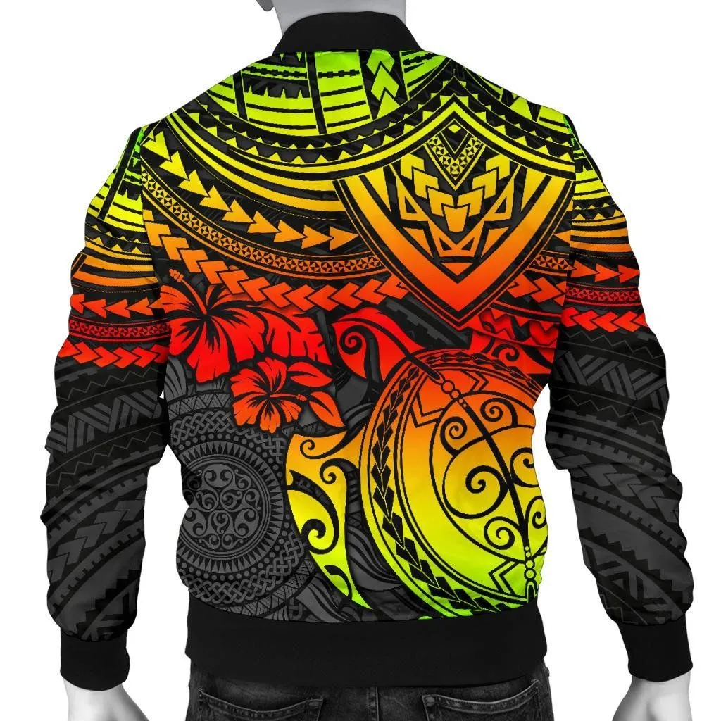 Polynesian Bomber Jacket (Men)- Polynesian Reggae Turtle - BN15